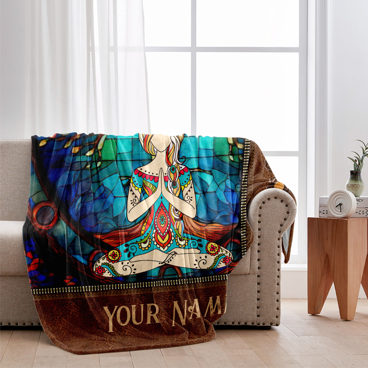 Namaste Green - Couverture de yoga personnalisée