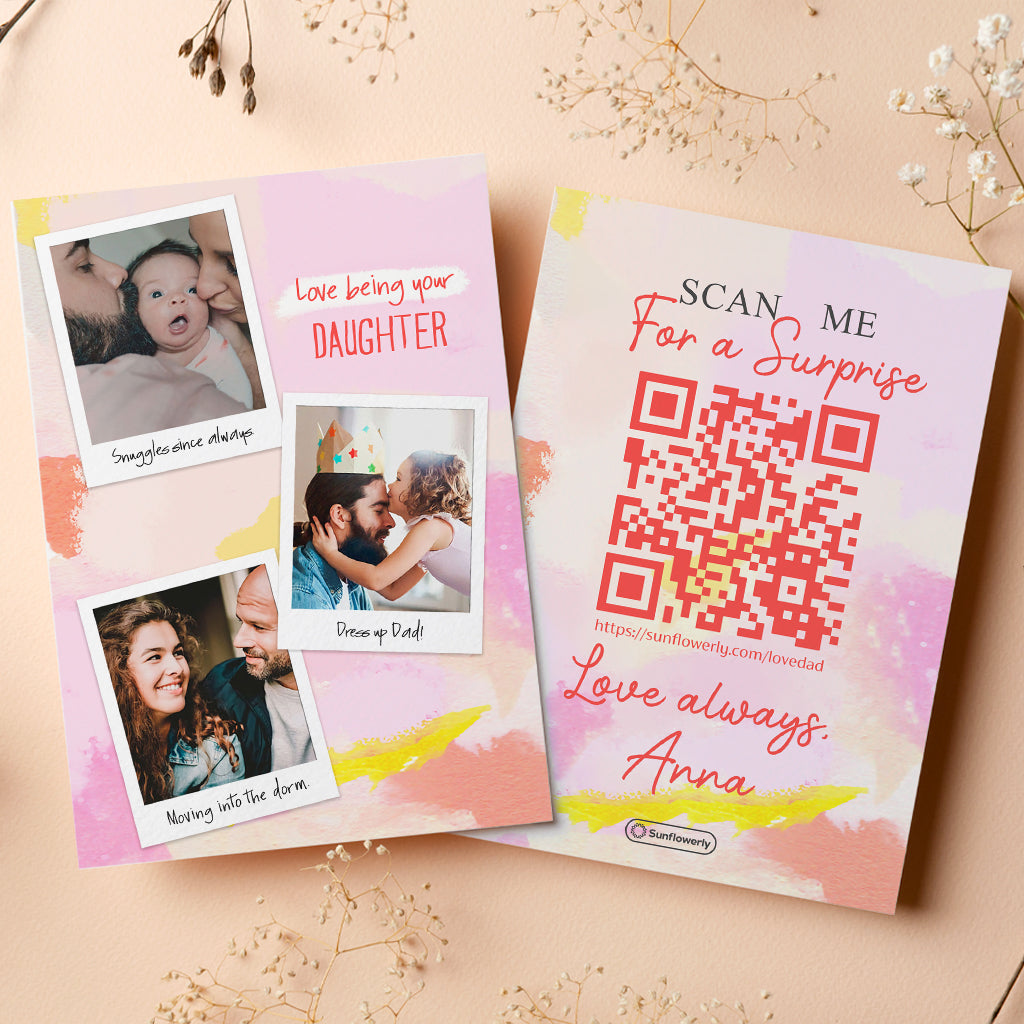 Je t'aime, ma fille - Carte de vœux personnalisée avec QR code