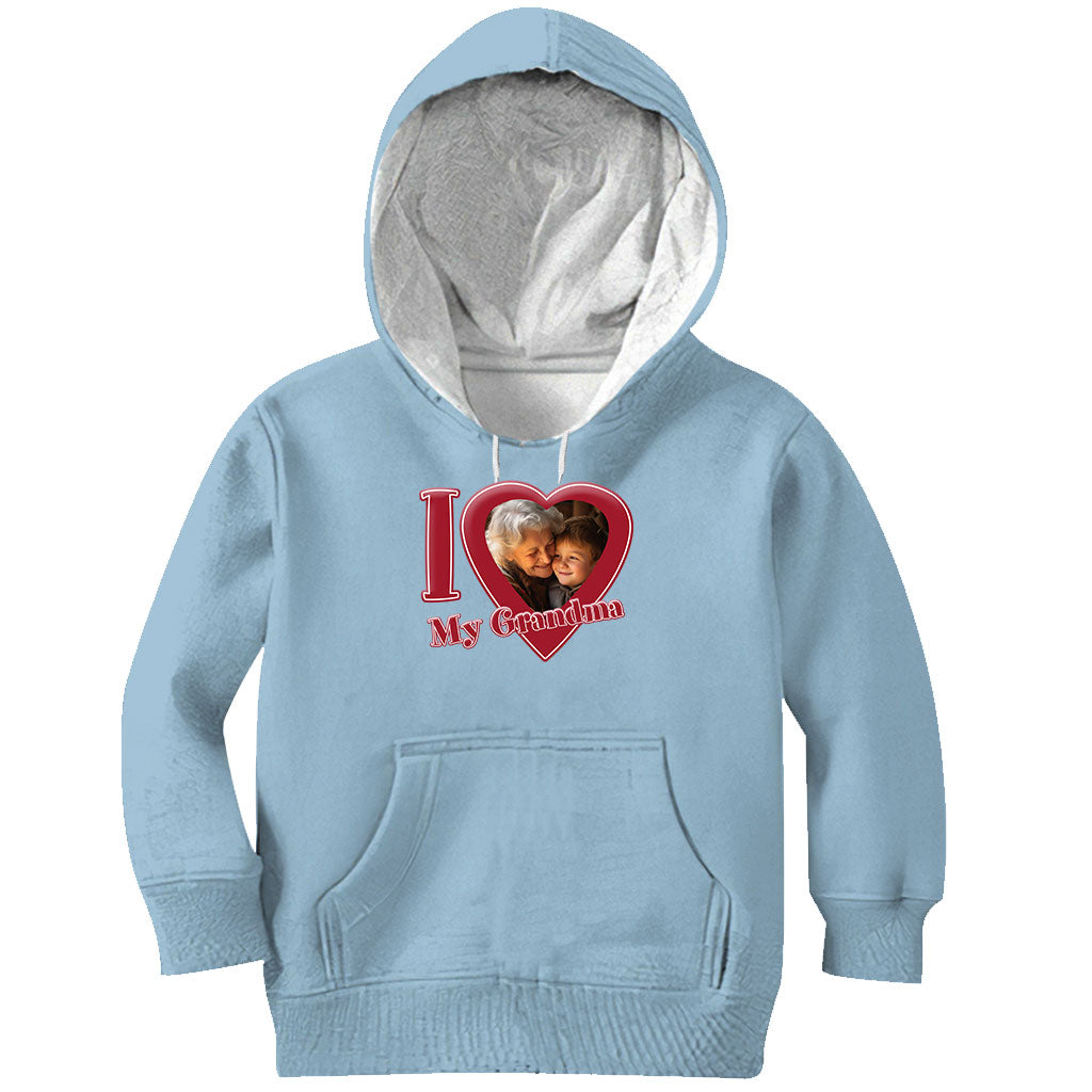 J'aime ma grand-mère/mamie/maman... - T-shirt et sweat à capuche personnalisés pour grand-mère