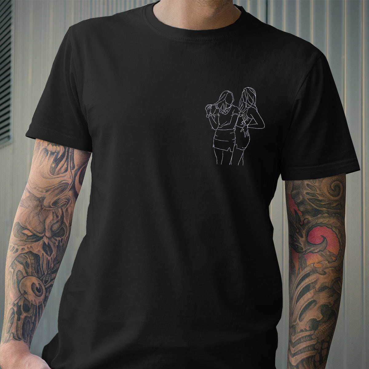 T-shirt brodé personnalisé pour fille - Motifs au trait