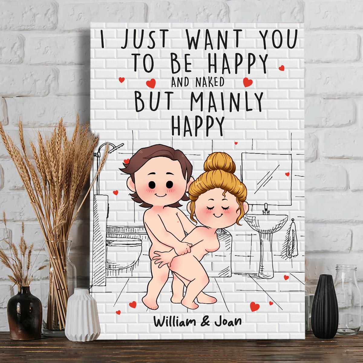 Économisez l'eau en prenant une douche ensemble - Toile et affiche personnalisées pour couples