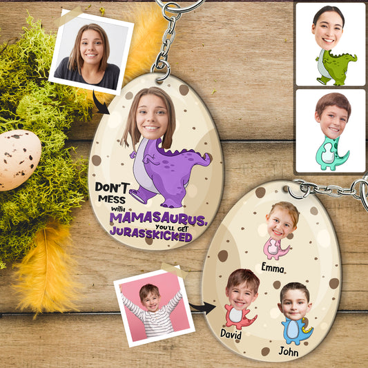 Ne vous frottez pas à Mamasaurus Jurasskicked - Porte-clés personnalisé pour maman