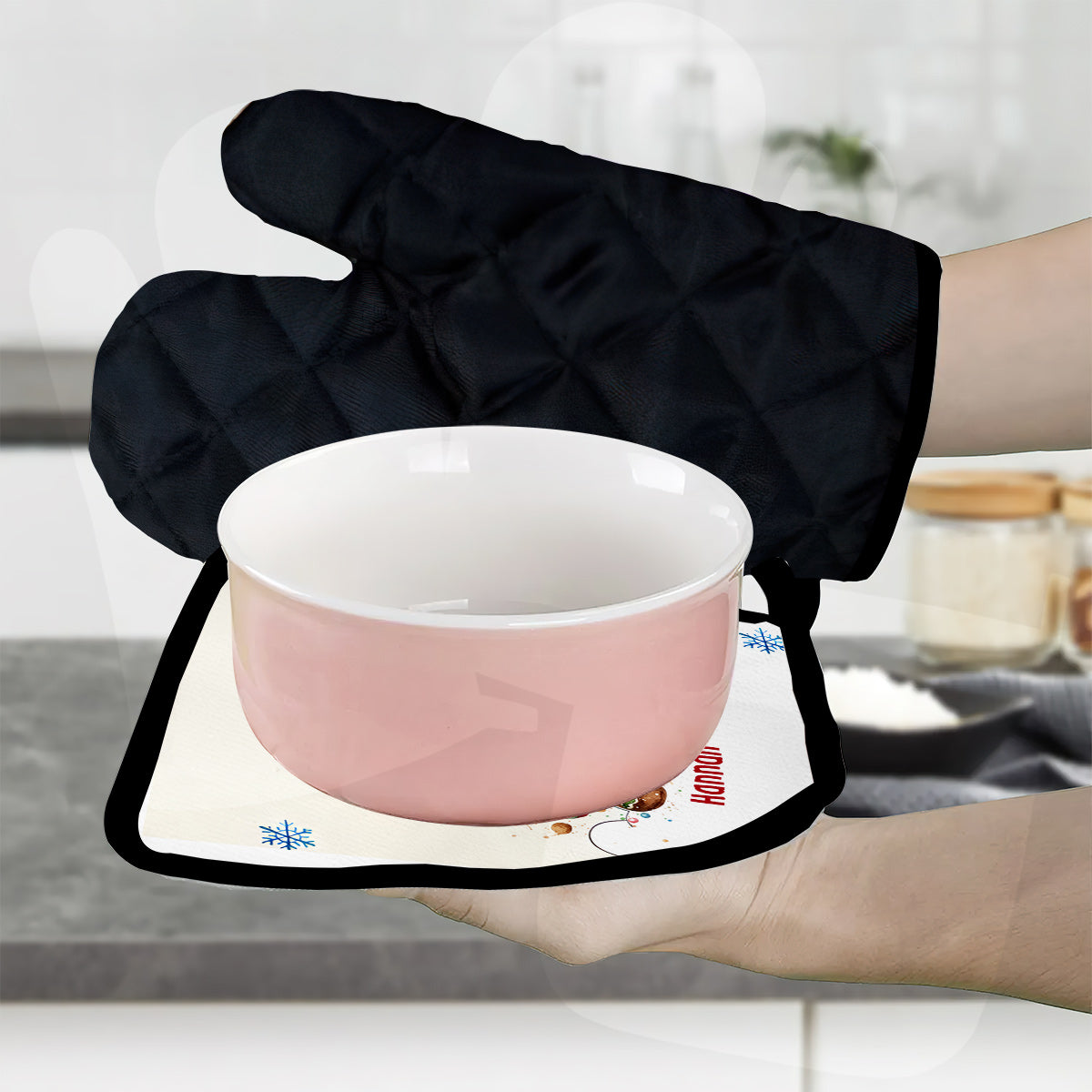 L'équipe de dégustation de biscuits de grand-mère - Ensemble de gants de cuisine et de maniques personnalisés « Grand-mère »