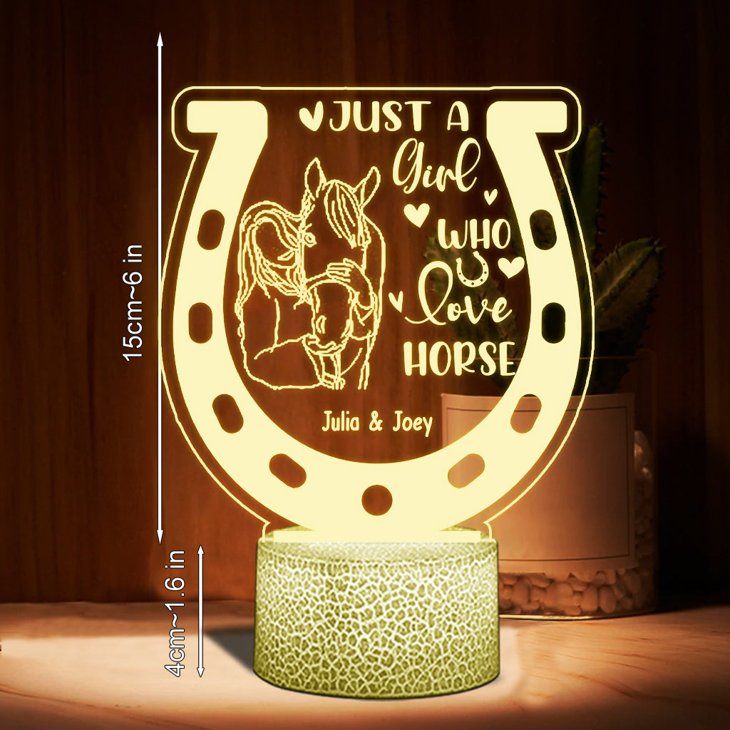 Juste une fille qui aime les chevaux - Plaque lumineuse personnalisée en forme de cheval