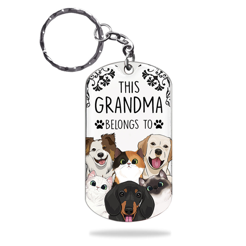 Ce porte-clés « Ce chien appartient à » - Cadeau pour amoureux des chats - Porte-clés personnalisé en acier inoxydable