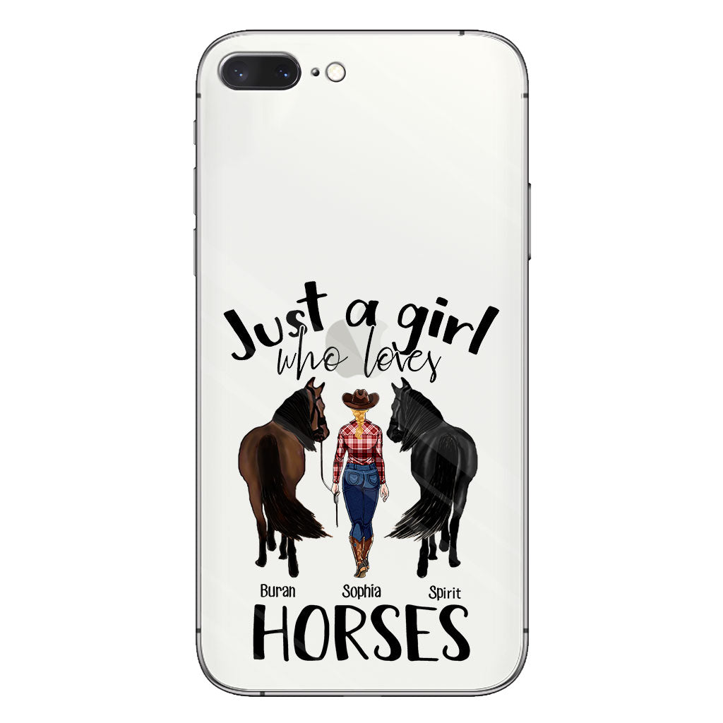 Juste une fille qui aime les chevaux - Coque de téléphone transparente personnalisée avec motif cheval