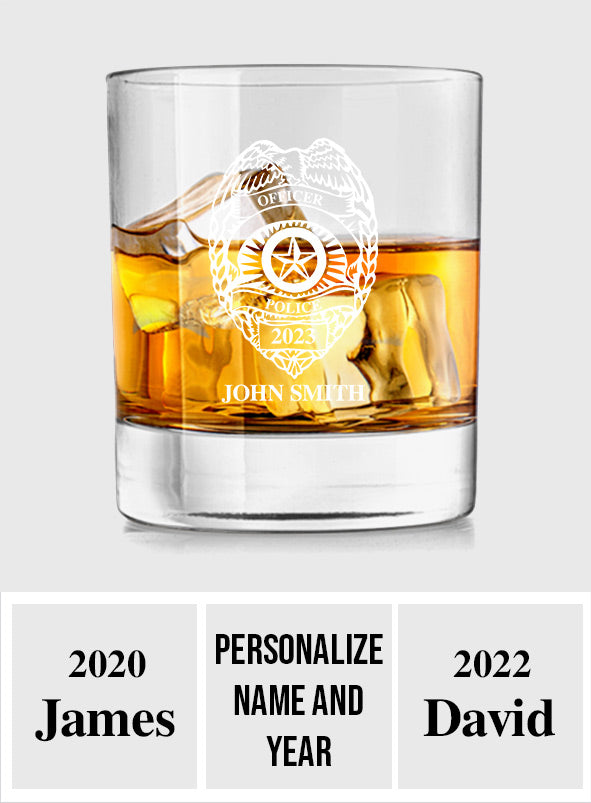 Police Officer - Personalized Police Officer Rock Glass