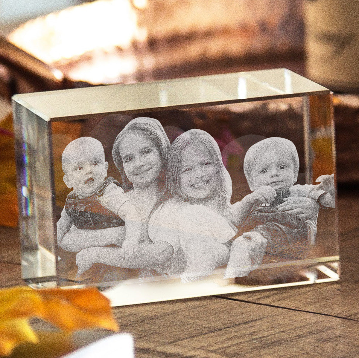 Lampe en cristal 3D cubique gravée au laser avec photo personnalisée pour enfant