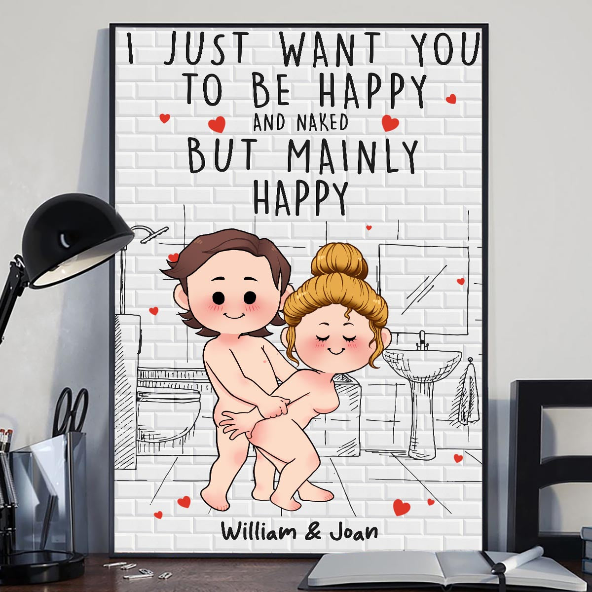 Économisez l'eau en prenant une douche ensemble - Toile et affiche personnalisées pour couples