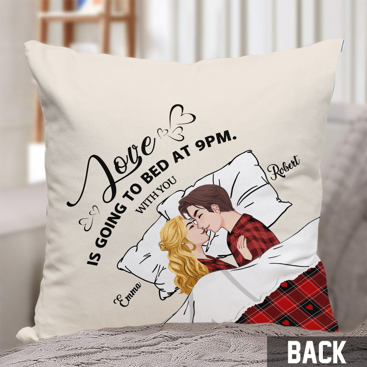 L'amour, c'est se coucher à 21h avec toi - cadeau pour mari - Coussin décoratif personnalisé
