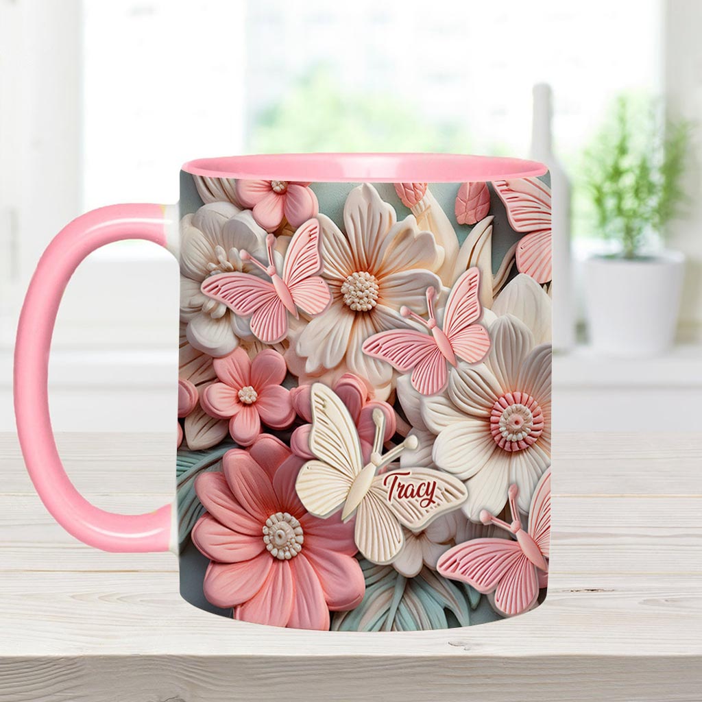Mug personnalisé à motif papillon - Papillons et fleurs