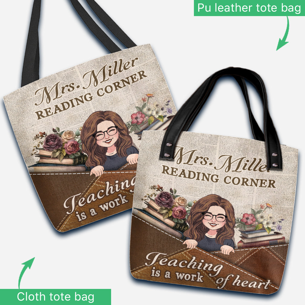 Teaching is a work of heart - Personalized Teacher Tote Bag