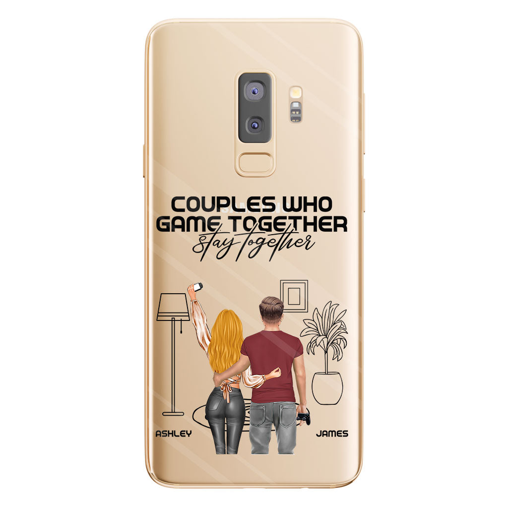 Les couples qui jouent ensemble restent ensemble - Coque de téléphone transparente personnalisée pour jeux vidéo