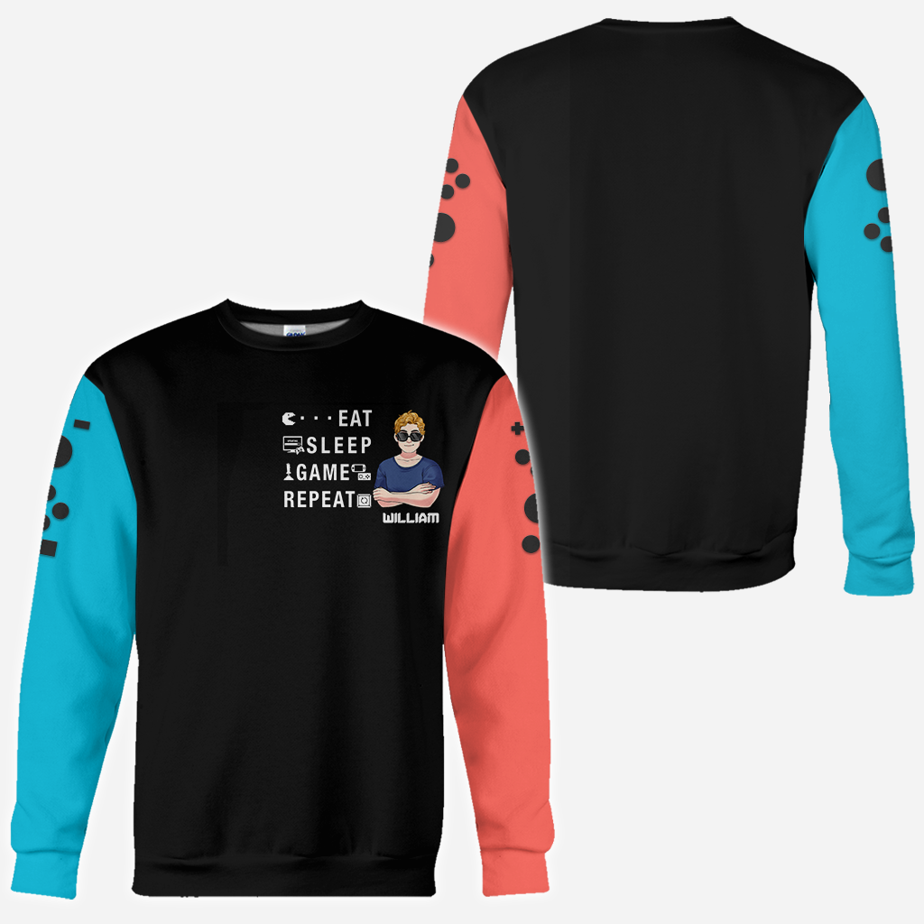 Eat Sleep Game Repeat - Personalized Video Game All Over Shirt