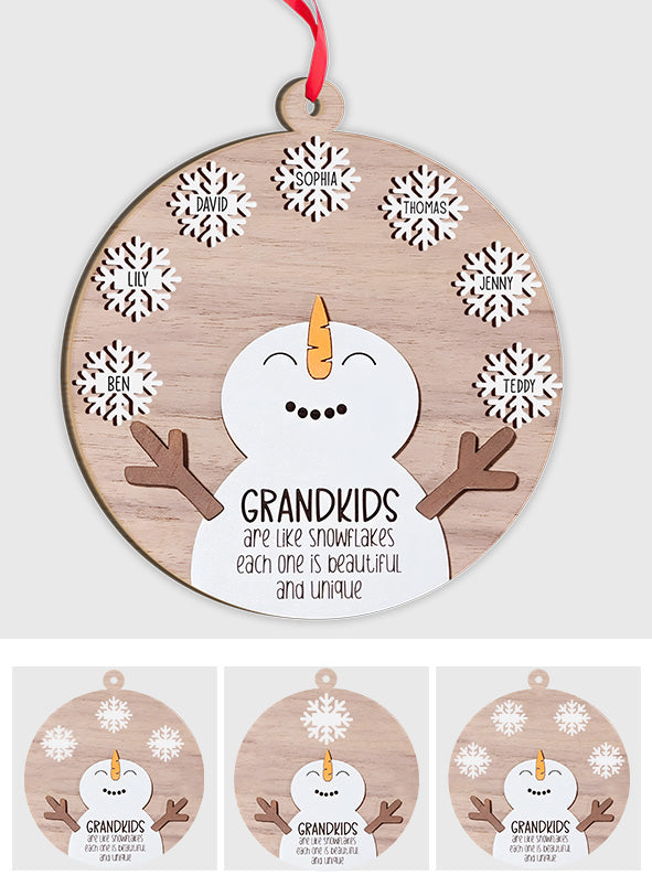 Les petits-enfants sont comme des flocons de neige - Cadeau pour grand-mère - Ornement personnalisé en deux parties