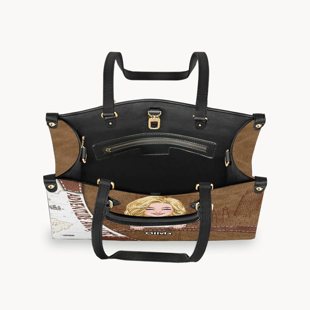 L'aventure vous attend - Sac à main de voyage personnalisé en cuir
