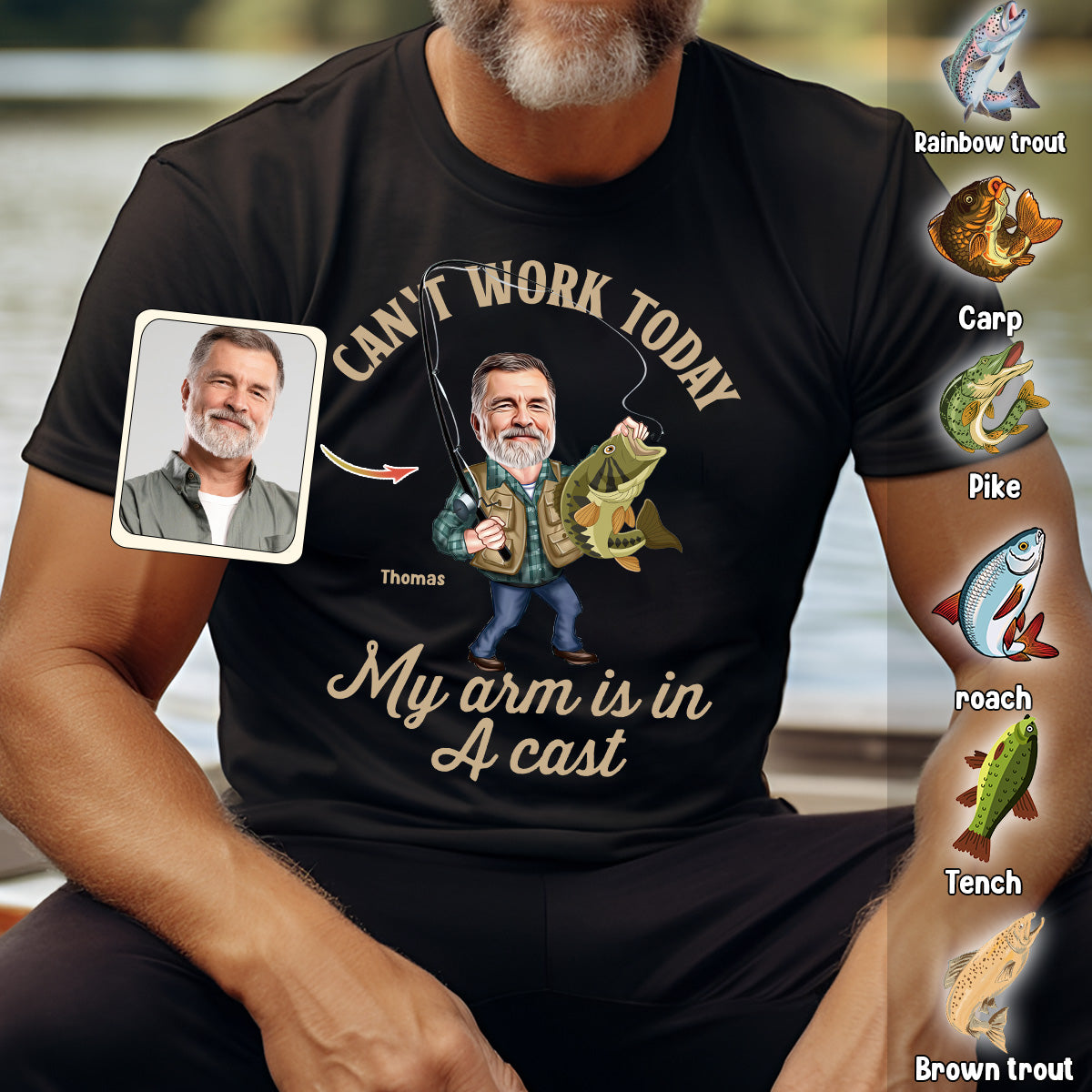 Photo Inserted Funny Fishing - Personalized Fishing T-shirt & Hoodie