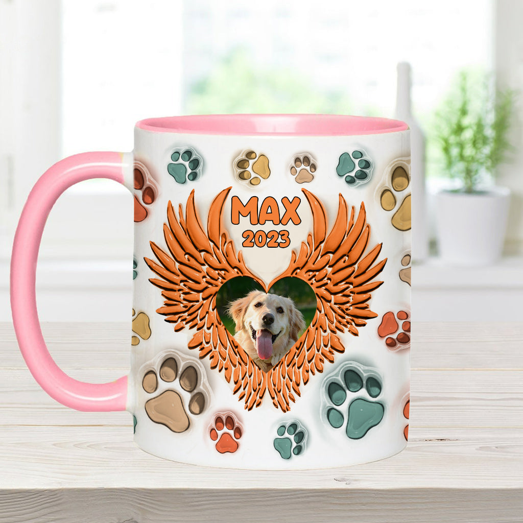 Tu as laissé des empreintes sur nos cœurs - Mug personnalisé avec ailes d'ange - Cadeau pour les amoureux des chiens, pour ceux qui ont perdu leur chien ou leur chat