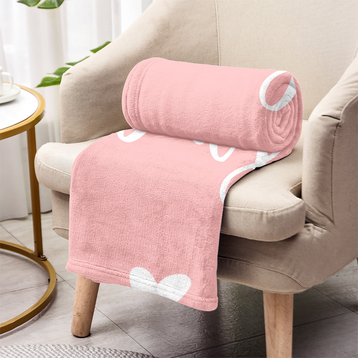 Couverture personnalisée avec motif cœur et prénom - Couverture pour meilleure amie