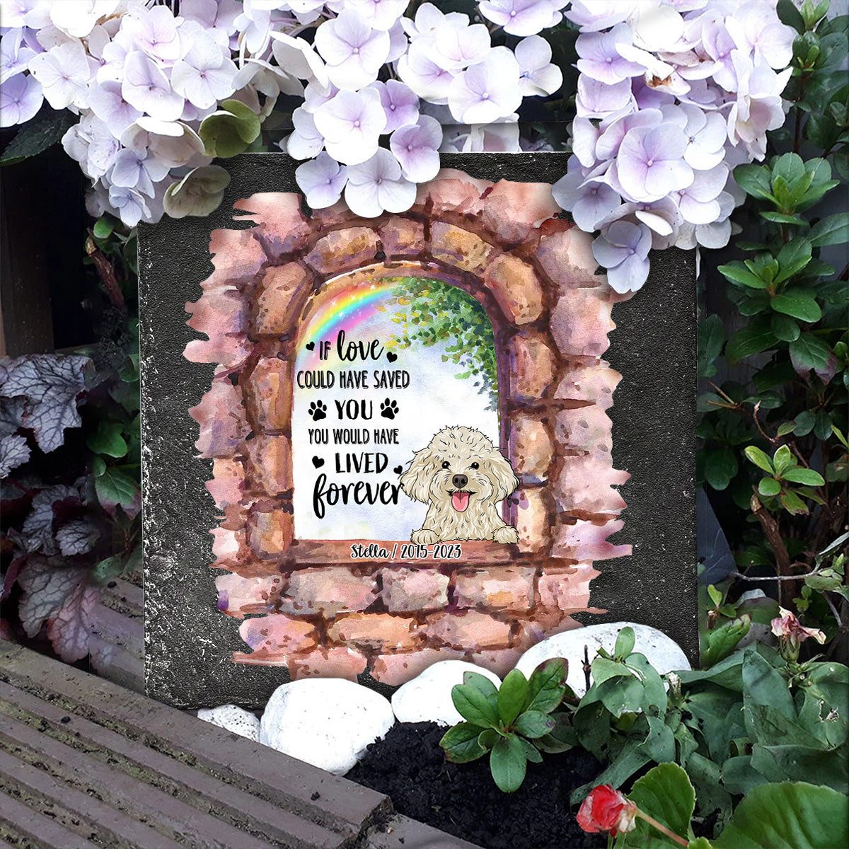 Plus à mes côtés - Pierre carrée personnalisée pour chien