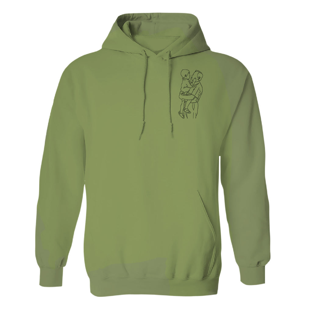 Sweat à capuche brodé personnalisé avec motif au trait - Grand-père personnalisé