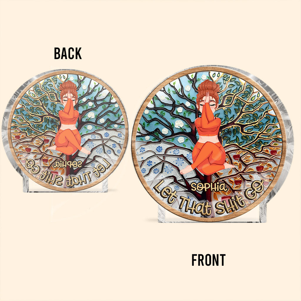 Lâchez prise - Plaque acrylique personnalisée de yoga en forme sur mesure
