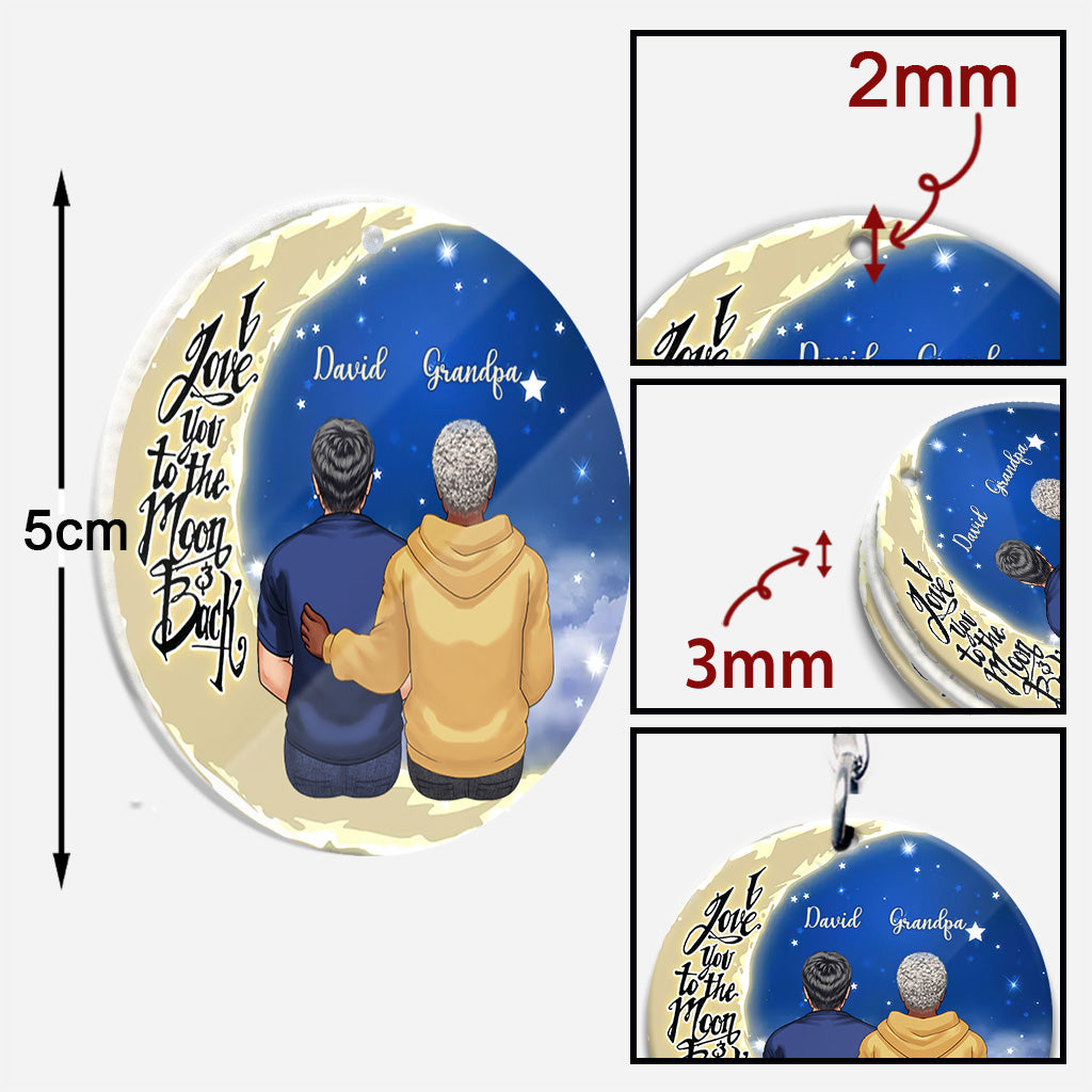 Aller et revenir de la Lune - Cadeau pour grand-mère, maman, papa, grand-père - Porte-clés personnalisé