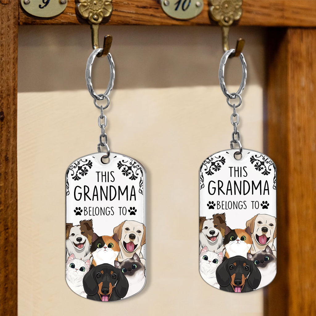 Ce porte-clés « Ce chien appartient à » - Cadeau pour amoureux des chats - Porte-clés personnalisé en acier inoxydable