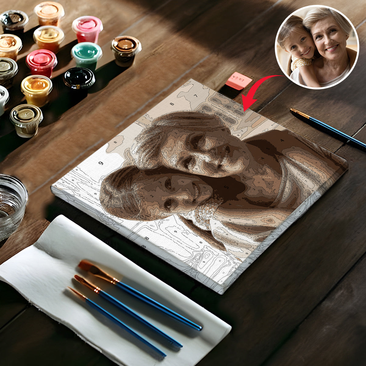 Kit de peinture par numéros personnalisé avec photo pour toute la famille