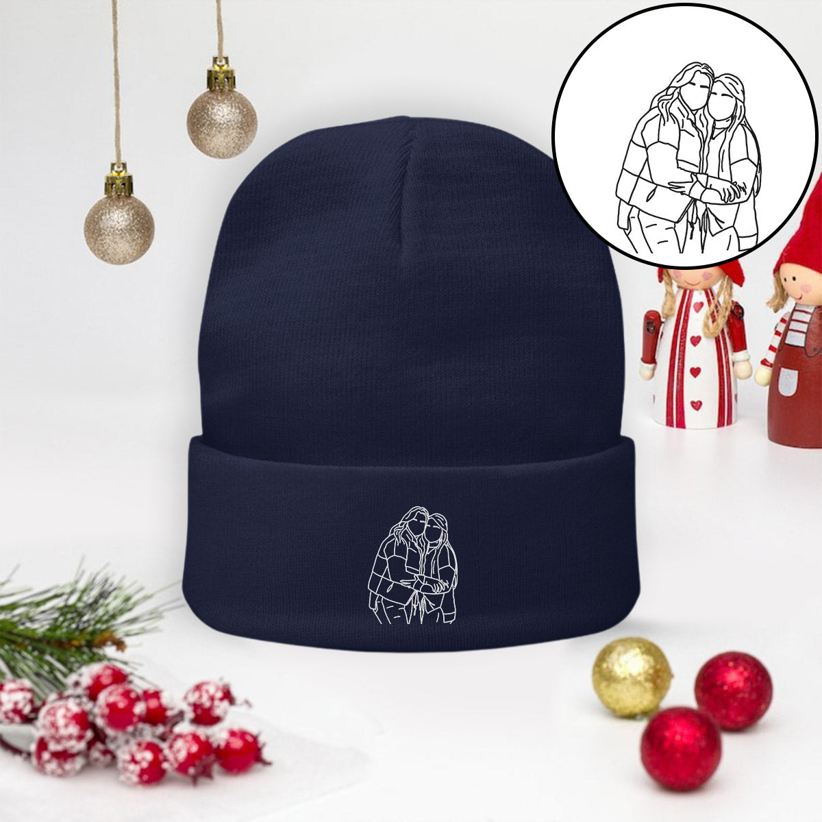 Bonnet brodé personnalisé avec photo - Bonnet brodé pour meilleure amie