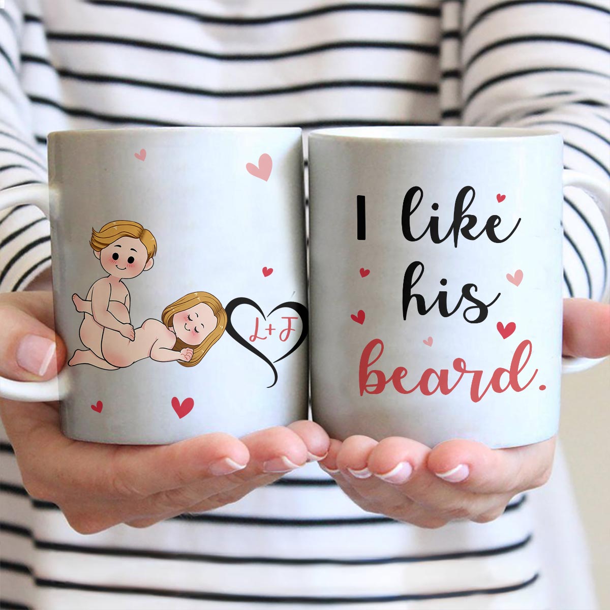J'aime sa barbe, j'aime ses fesses - Mug personnalisé pour couple