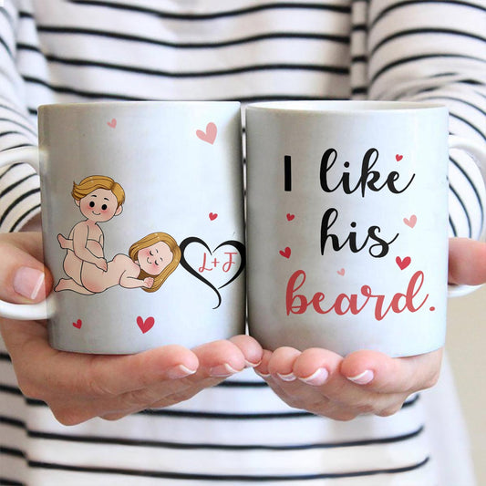 J'aime sa barbe, j'aime ses fesses - Mug personnalisé pour couple