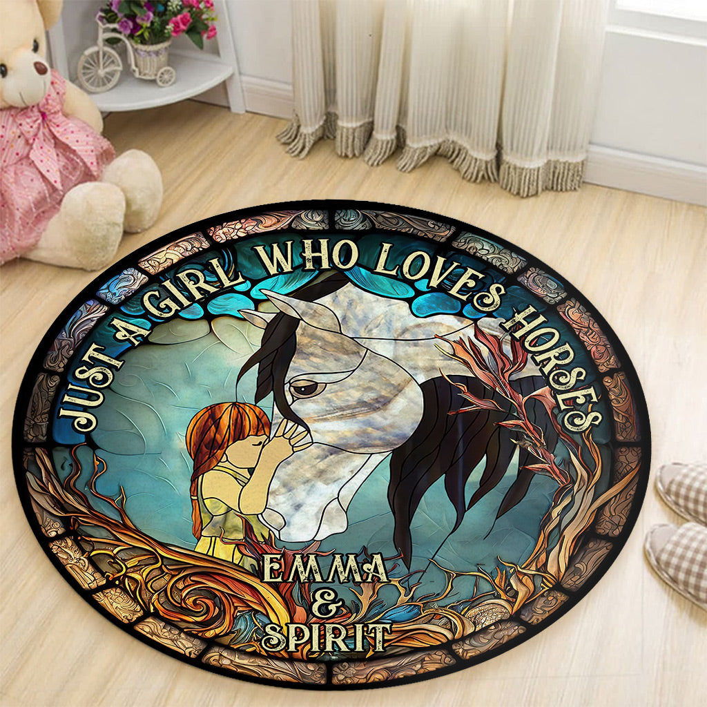 Just A Girl Who Loves Horses - Personalized Horse Round Rug