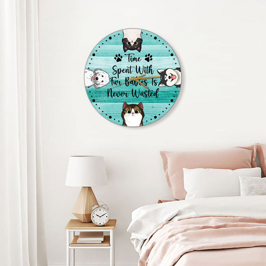 Temps passé avec mon chat - Horloge murale personnalisée pour chat