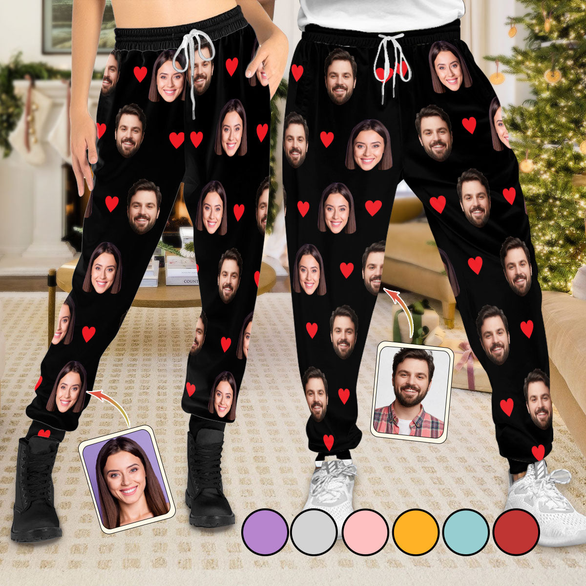 Pantalon de survêtement unisexe personnalisé avec photo pour couple - cadeau pour petit ami, petite amie, mari, femme - Pantalon de survêtement unisexe personnalisé