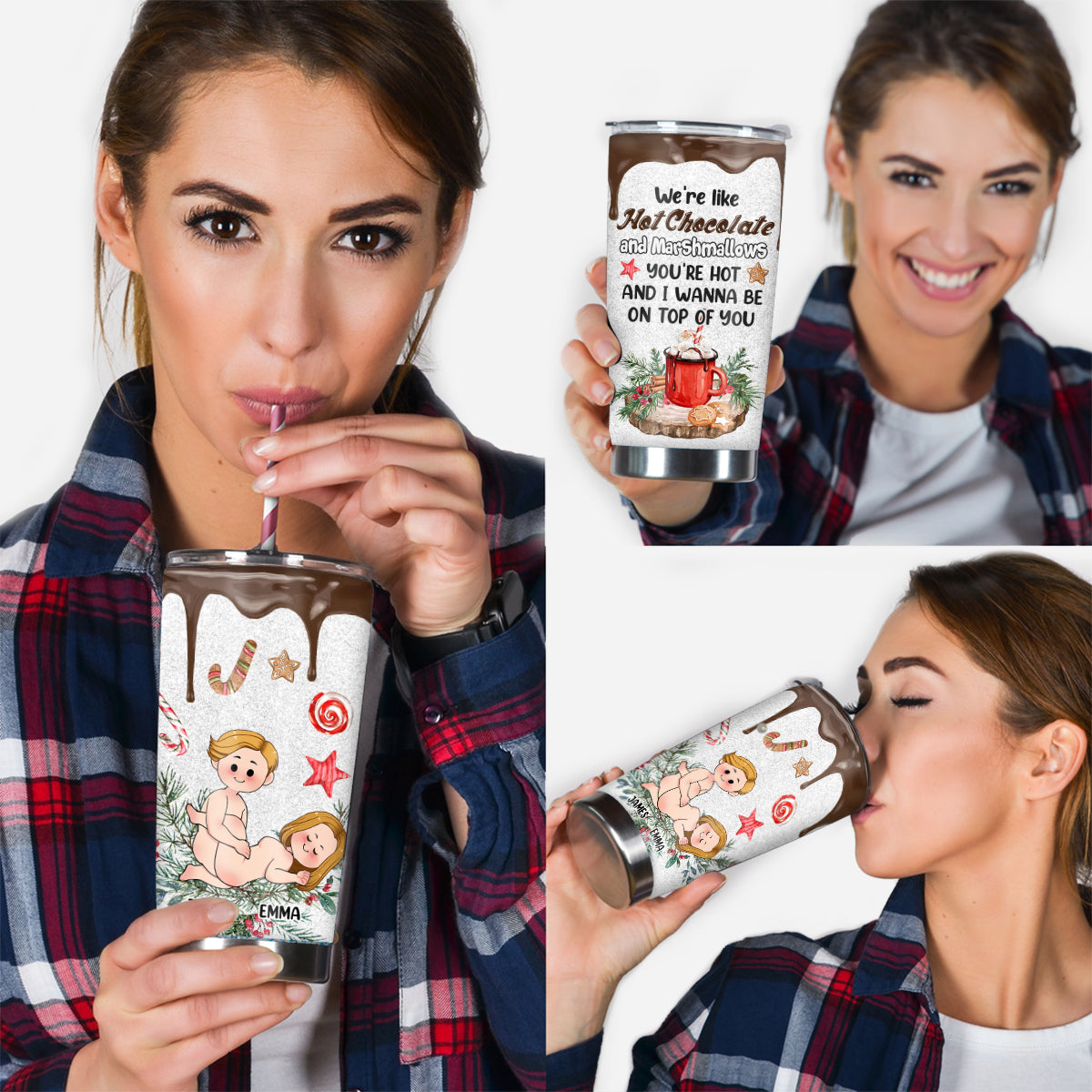 Chocolat chaud et guimauves - Gobelet personnalisé pour couple