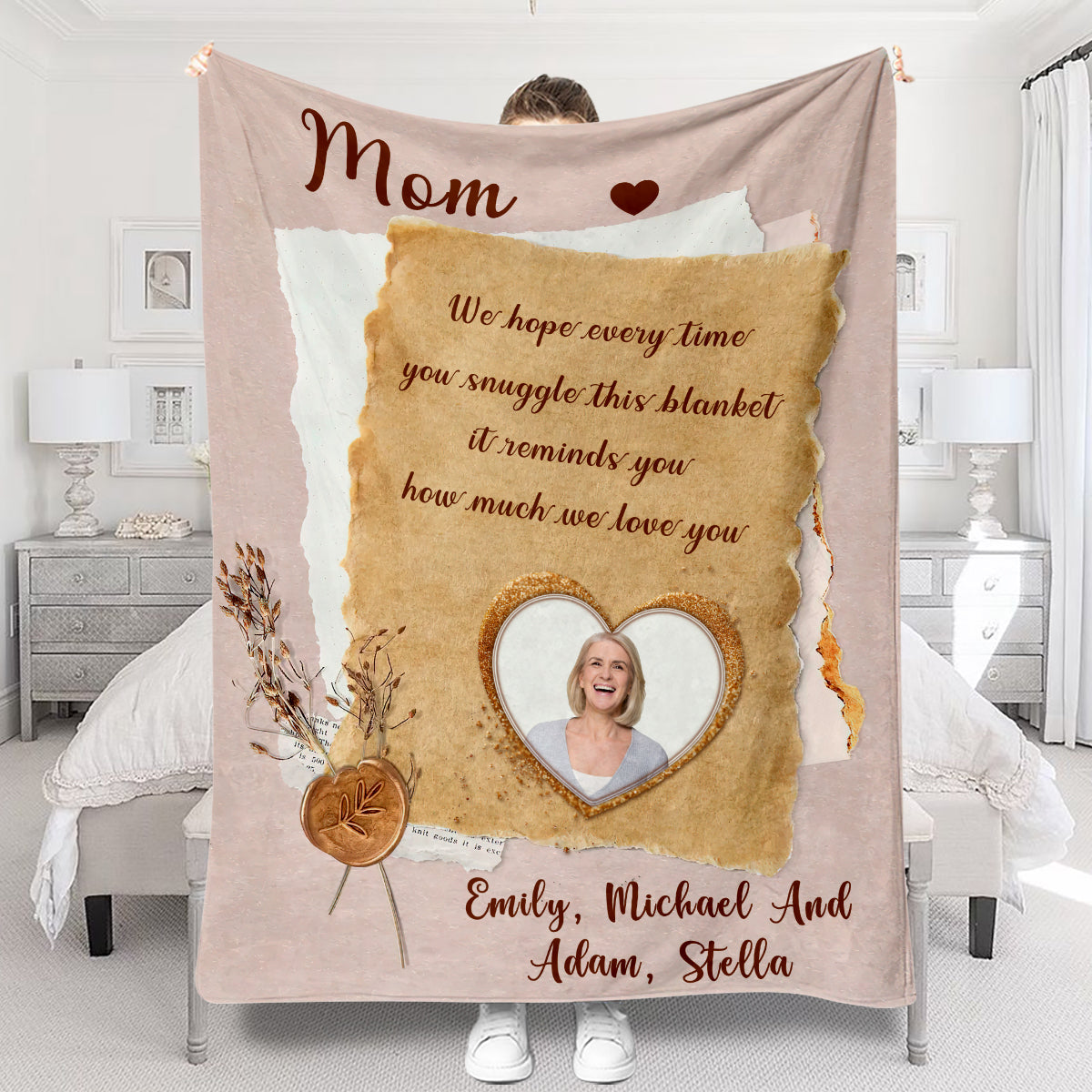 Couverture personnalisée « Grand-mère Maman » - Cadeau pour grand-mère, maman, papa, grand-père, tante, oncle, sœur, frère, mari, femme, ami(e)