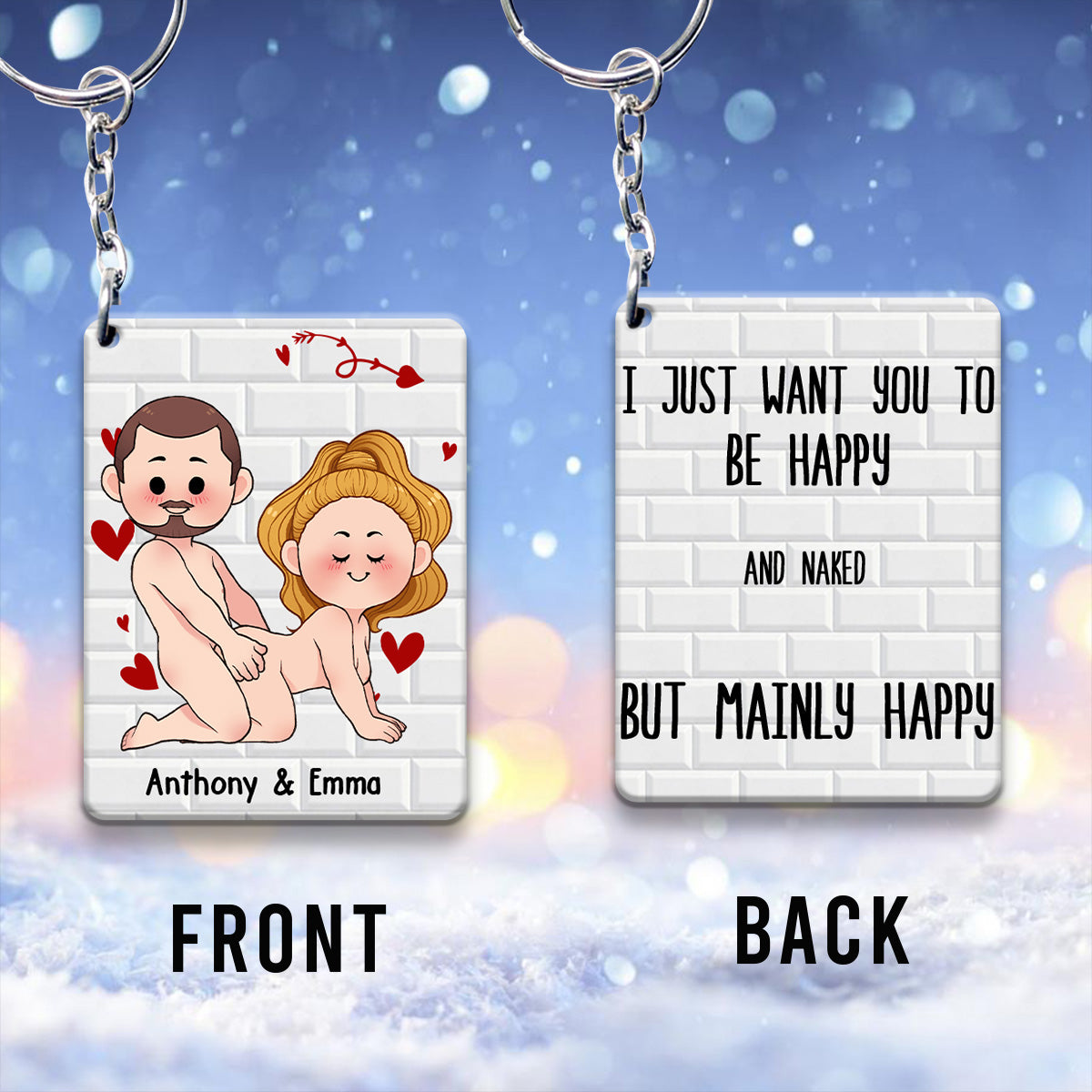 I Just Want You To Be Happy - Couple gift for husband, wife, boyfriend, girlfriend - Personalized Keychain