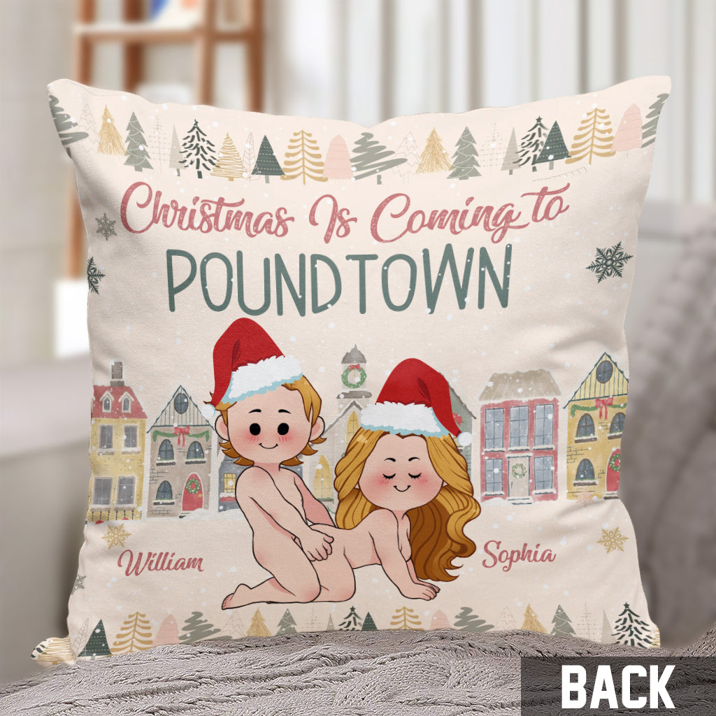 Joyeux Noël à Poundtown - cadeau pour mari, petit ami, petite amie - Coussin décoratif personnalisé