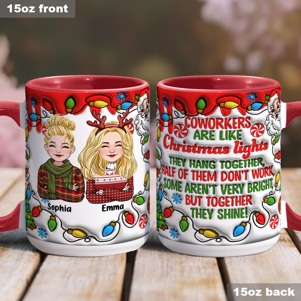 Coworkers Are Like Christmas Lights - Personalized Colleague Accent Mug