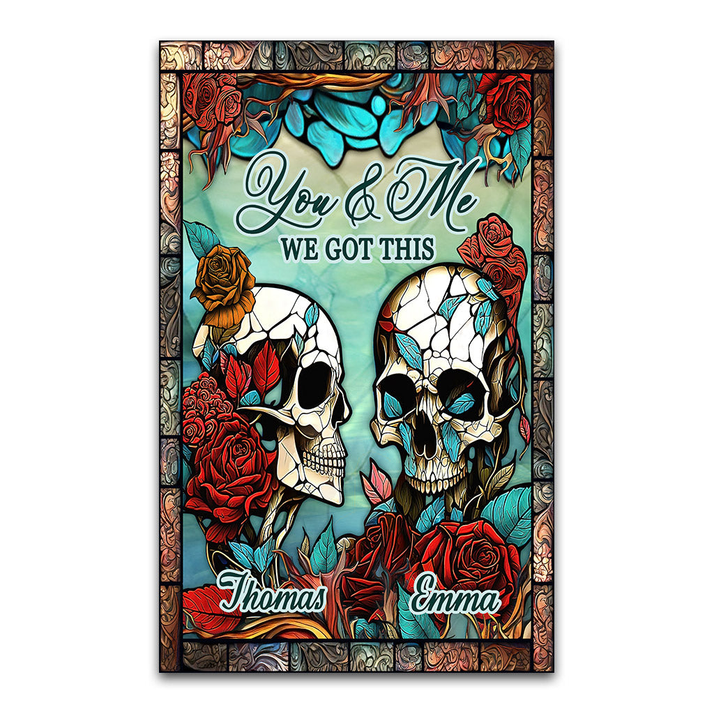 Couple de crânes - Tapis personnalisé en forme de crâne, cadeau idéal pour mari, femme, petit ami ou petite amie.