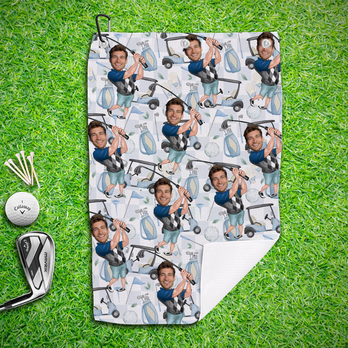 Serviette de golf personnalisée avec photo humoristique d'un golfeur - Serviette de golf humoristique