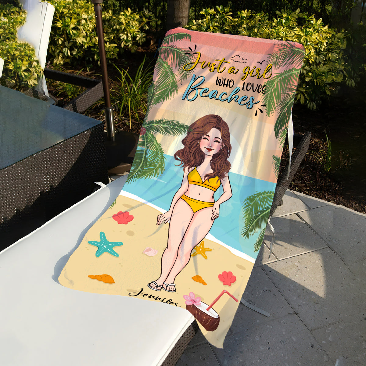 Sel dans l'air, sable dans les cheveux - Serviette de plage personnalisée pour amoureux de la mer