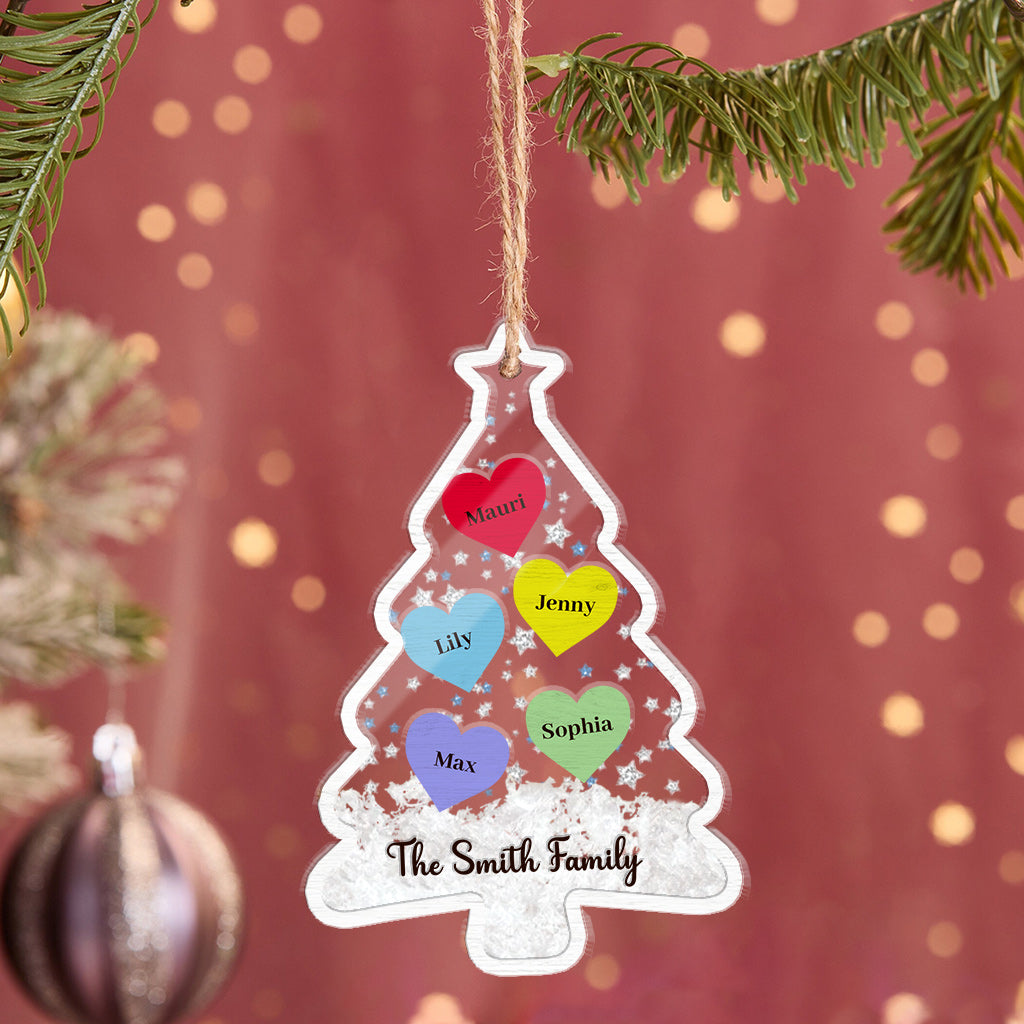 Amour familial de Noël - Ornement de Noël personnalisé à 3 niveaux pour toute la famille