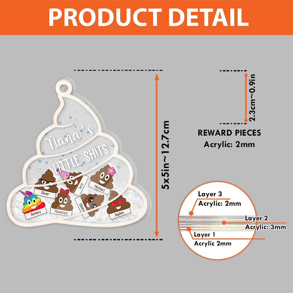 Les petits trésors de Nana - Cadeau pour grand-mère, maman, papa, grand-père - Ornement à secouer personnalisé à 3 couches