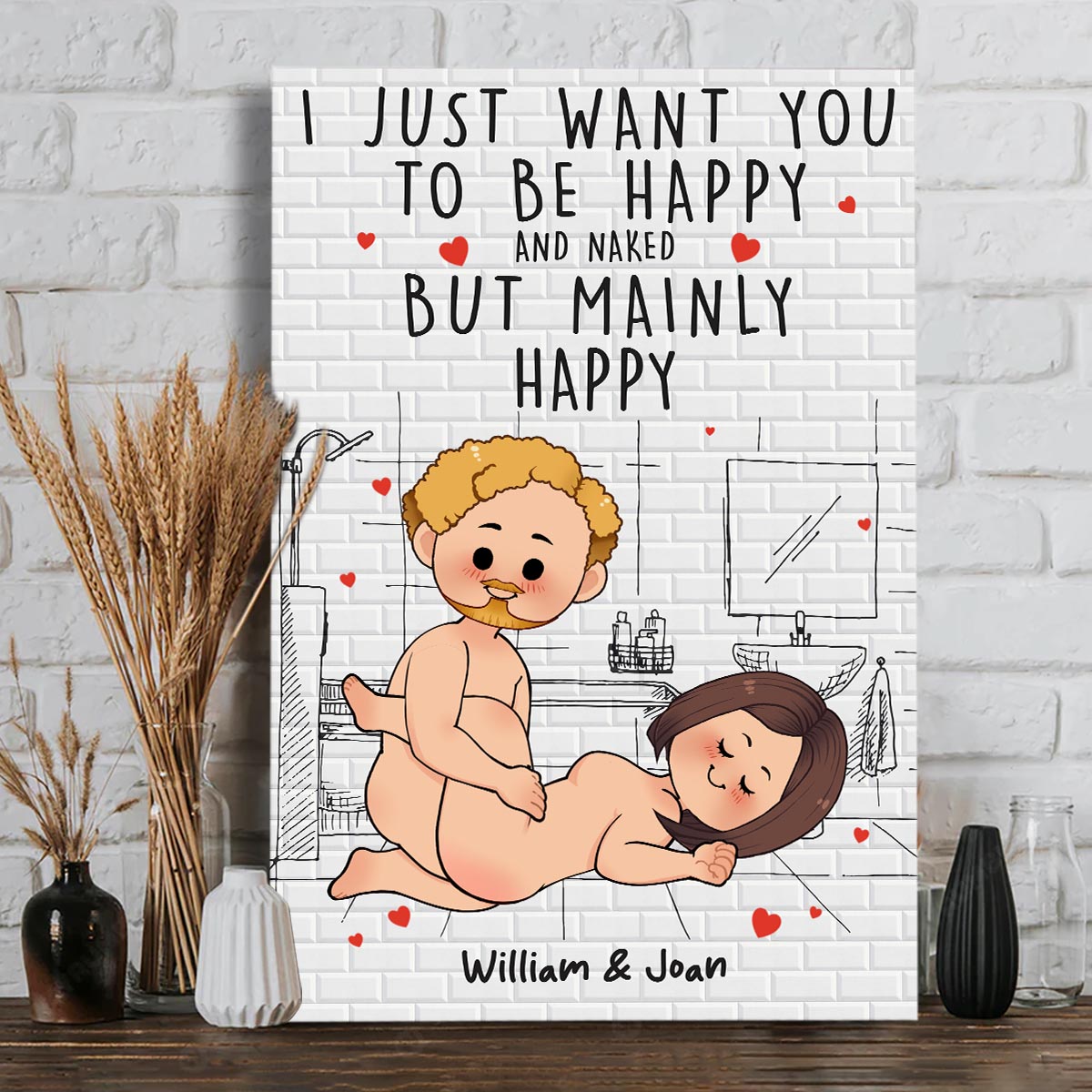 Économisez l'eau en prenant une douche ensemble - Toile et affiche personnalisées pour couples