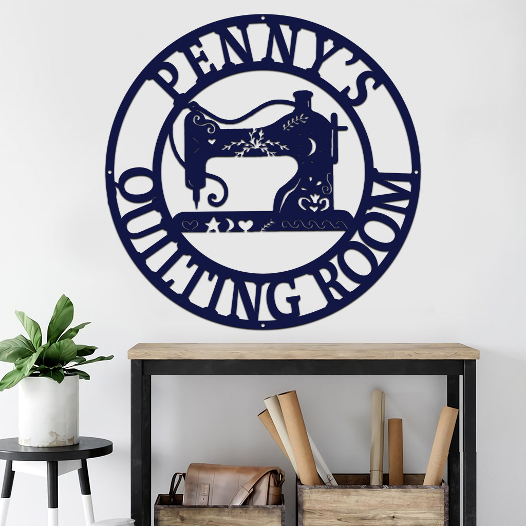 Salle de patchwork - Panneau métallique personnalisé découpé au patchwork