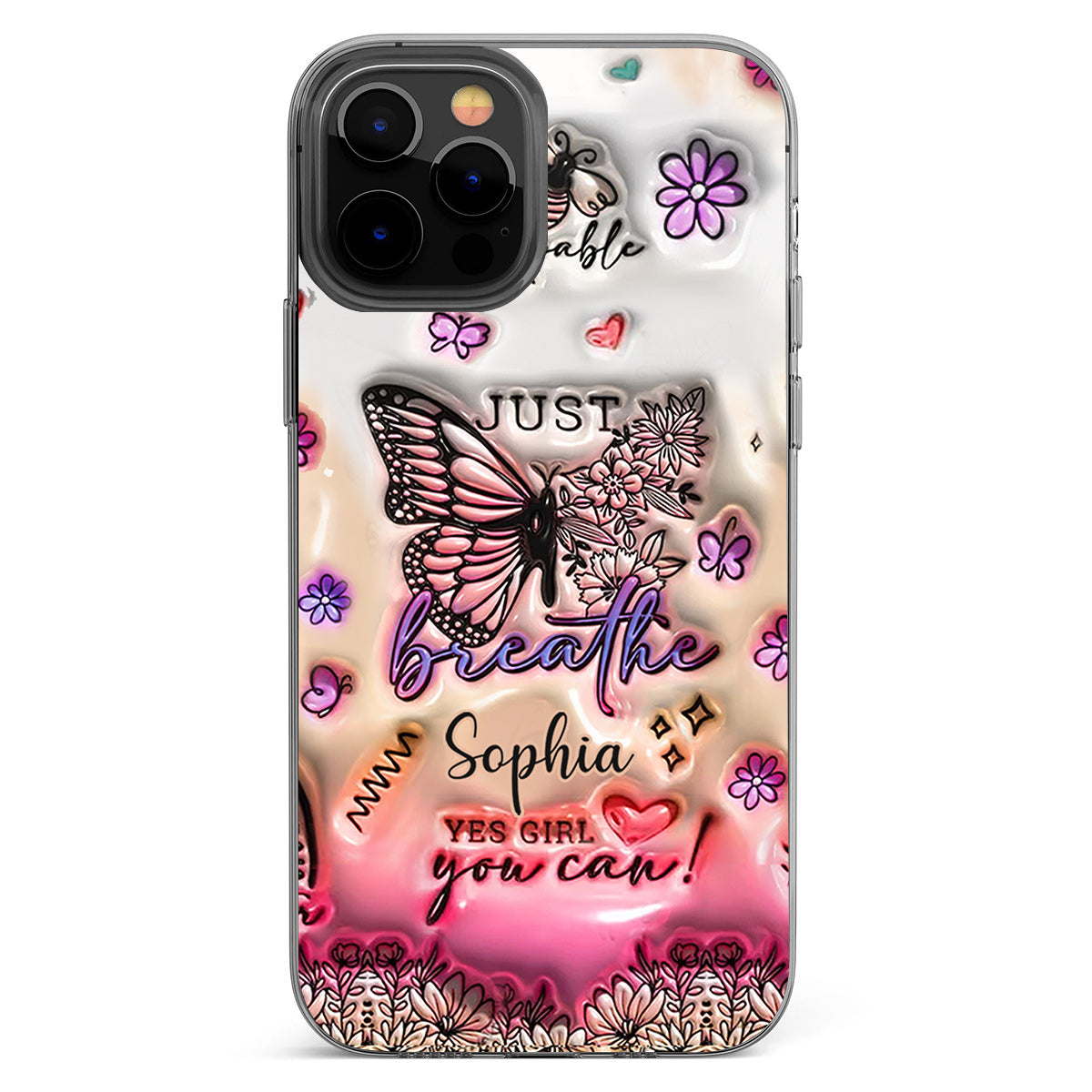 Positive Affirmations Butterfly - Personalized Butterfly Clear Phone Case