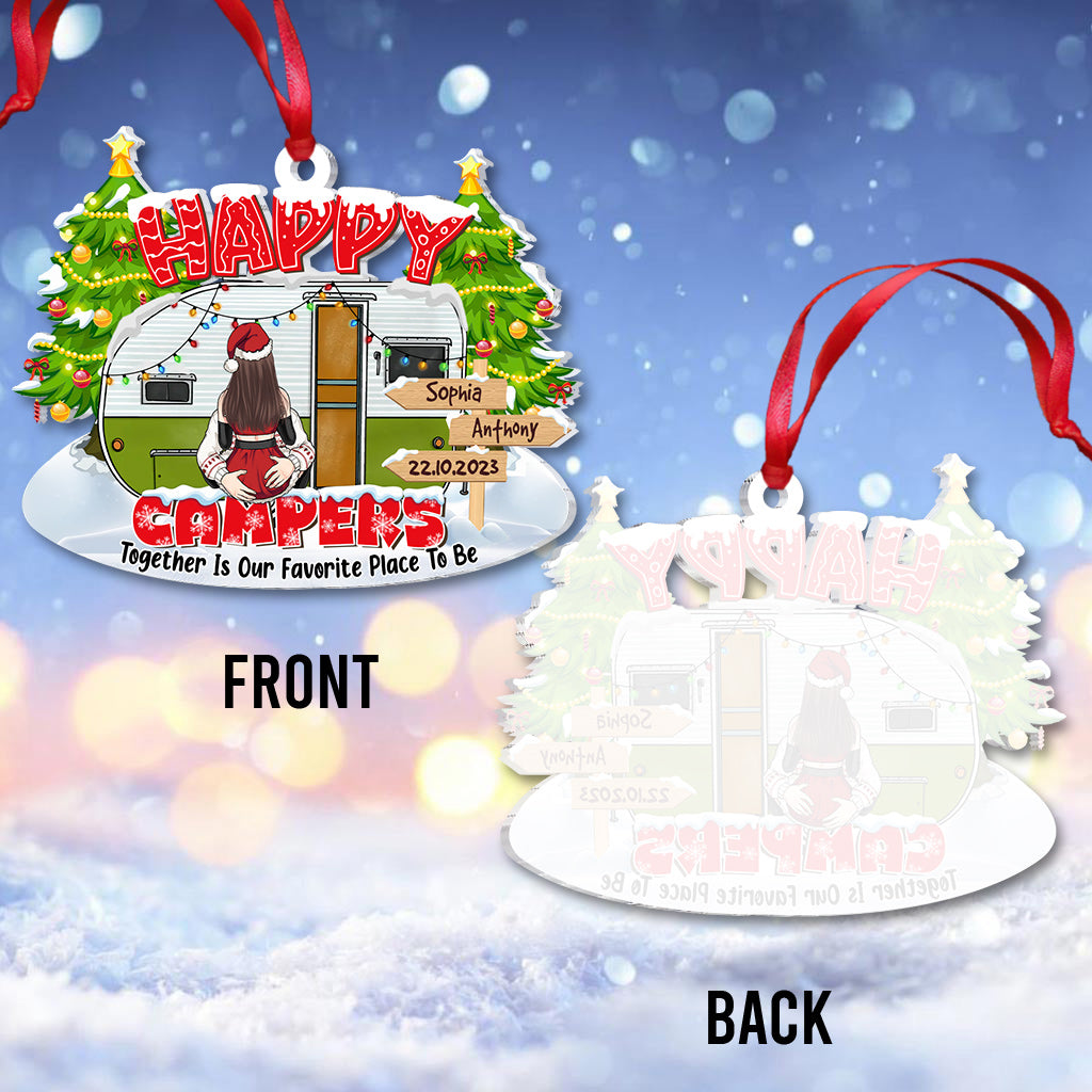 Happy Campers - Cadeau de camping pour mari, petit ami, petite amie, femme - Ornement personnalisé