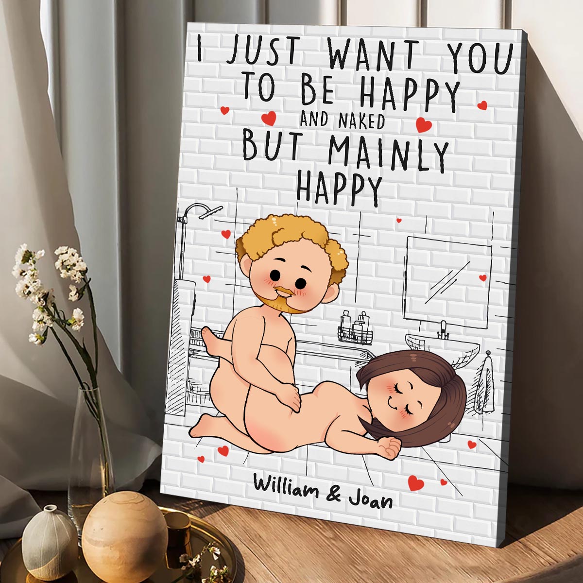 Économisez l'eau en prenant une douche ensemble - Toile et affiche personnalisées pour couples